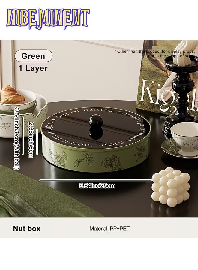 NIBEMINENT Vintage French Dry Fruit Serving Tray with Lid for Snacks, Large Snack Spinner, Snackle Box Container, Ideal for Organizing Candies And Nuts in Your Living Room Green/Black - Image 2